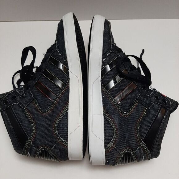 ADIDAS / Canvas Rasta Logo Sneaker Shoes Black Youth V21148 Sz 6 - Picture 10 of 15